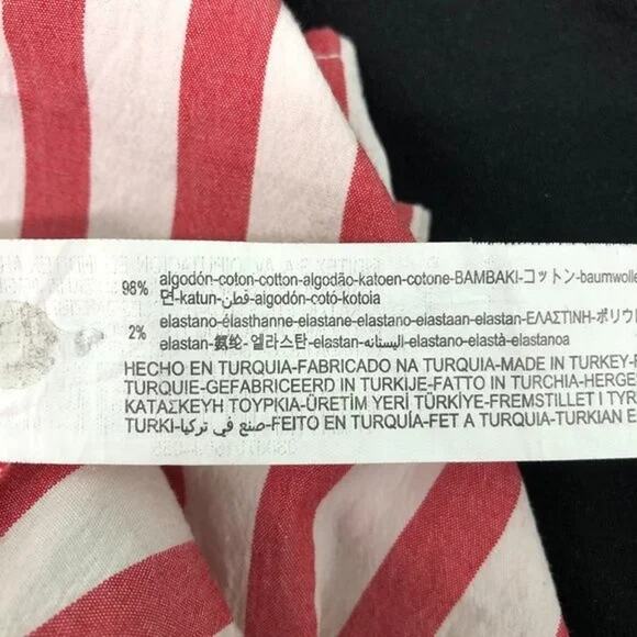 Zara striped Long Sleeve Peplum Fitted Bodice Lightweight Blouse S Red White - Picture 10 of 15